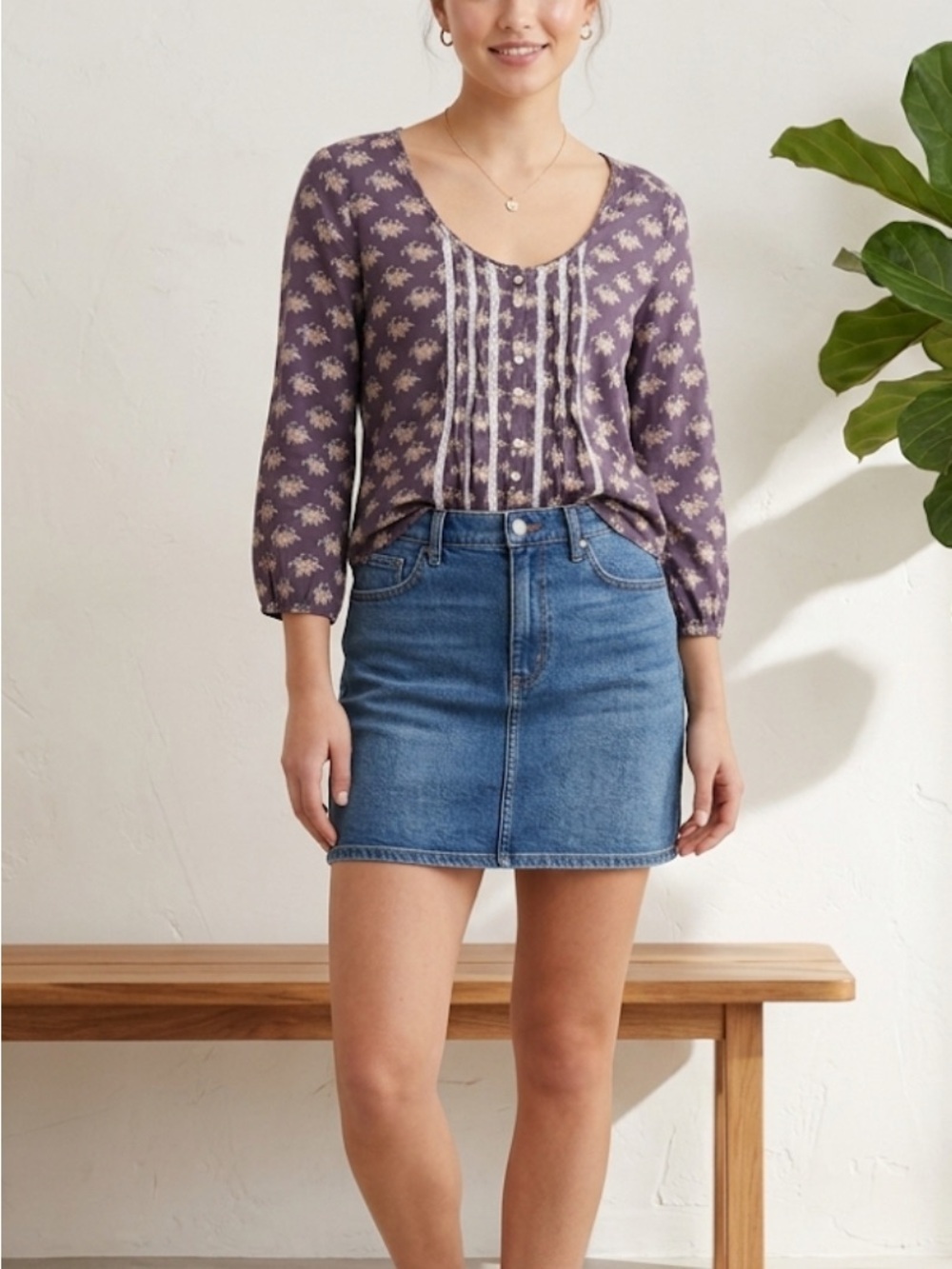 aerie Purple Floral Blouse